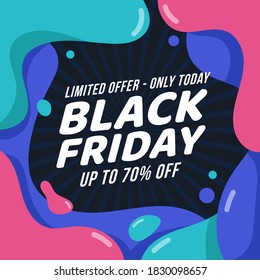 colorful modern abstract shape flat design black friday banner vector