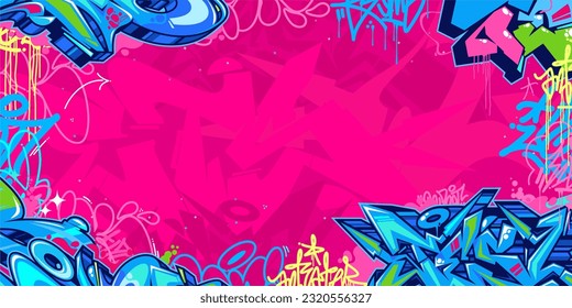 Colorful Modern Abstract Urban Style Hiphop Graffiti Street Art Vector Illustration Background Template