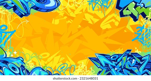 Farbige, moderne, abstrakte, urbane Stilrichtung Hip Hop Graffiti Street Art Vektorgrafik Hintergrund Vorlage