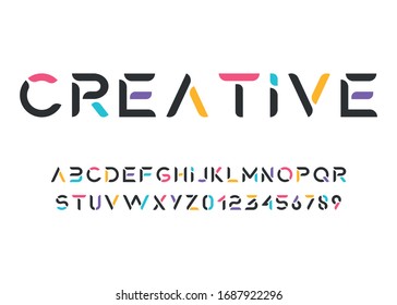 Colorful Modern Alphabet Font. Typography flat dark fonts for technology, digital, UX UI design. Vector illustration on bright background