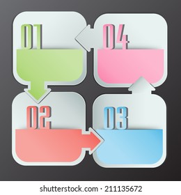 colorful modern arrow text box template for website graphic and business, numbers,