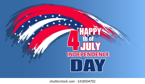 Colorful modern background for Independence Day USA 4th July. Dynamic design elements for a flyer, sale, brochures, presentations, party etc. Vector illustration.