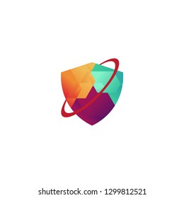 COLORFUL MODERN BADGE LOGO SHIELD ELEMENT PROTECTION VECTOR
