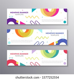 Colorful Modern Banner Template with memphis element background, cool geometric, Applicable for Banners, Header, Footer, Advertising, etc