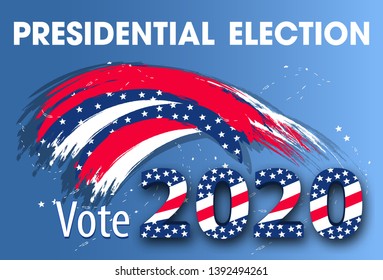 Colorful modern banner for United States of America Presidential Election. Vote 2020 USA dynamic design elements for a flyer, presentations, poster etc. Vector illustration.