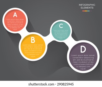 Colorful modern business circles with 4 step A B C D on the grey background.