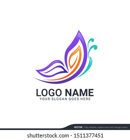 Colorful modern butterfly logo. Editable logo design
