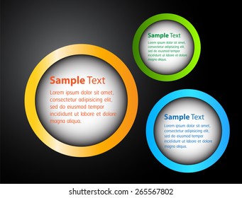 colorful modern circle text box template for website computer graphic and internet, numbers.black background.