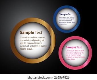 colorful modern circle text box template for website computer graphic and internet, numbers. black background.