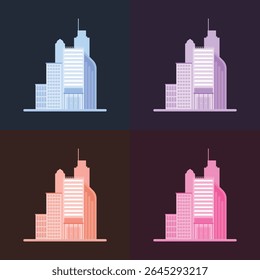 Colorful modern city buildings vector set