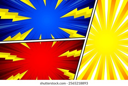 Colorful modern comic page frame background design template. vector illustration