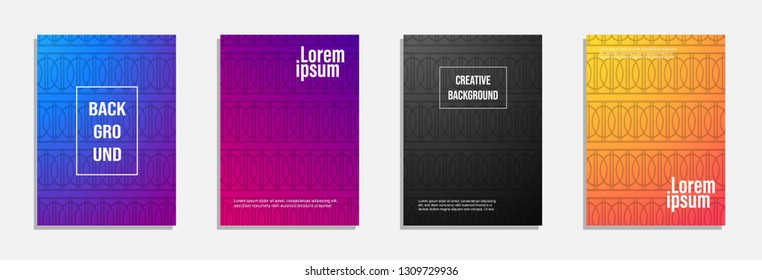 Colorful and modern cover design. Set of geometric pattern background design