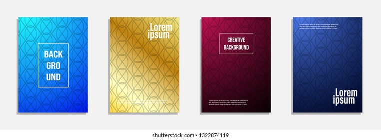 Colorful and modern cover design. Set of geometric pattern background