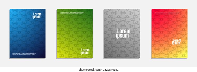 Colorful and modern cover design. Set of geometric pattern background