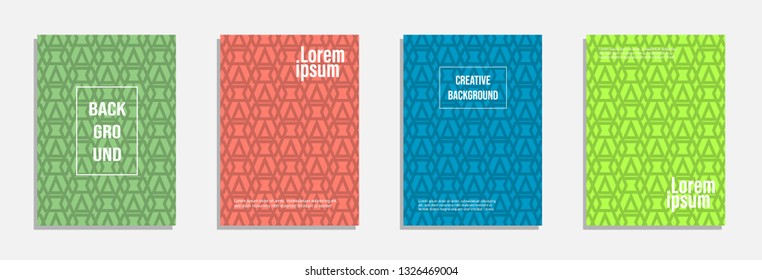 Colorful and modern cover design. Set of geometric pattern background design