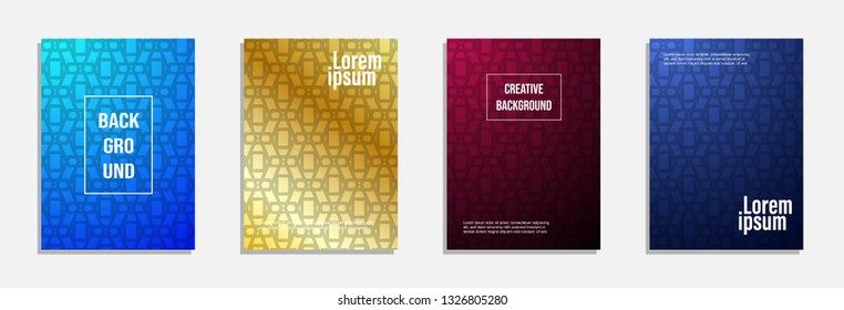 Colorful and modern cover design. Set of geometric pattern background design