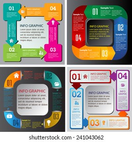 colorful modern cycle text box template for website computer graphic and internet, numbers. Set of color frames for text or quotes. brochure. many, various