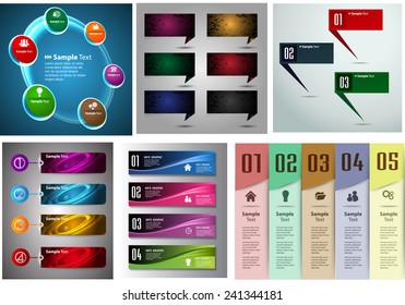 colorful modern cycle text box template for website computer graphic and internet, numbers. Set of color frames for text or quotes. brochure. many, various