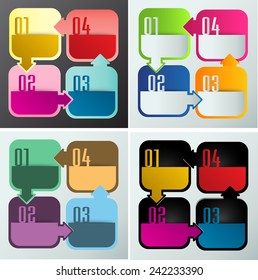 colorful modern cycle text box template for website computer graphic and internet, numbers. Set of color frames for text or quotes. brochure. many. various.