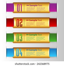 colorful modern cycle text box template for website computer graphic and internet, numbers. gold