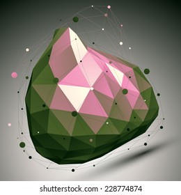 Colorful modern digital technology style, technology abstract lattice background, vector tech complicated 3d figure placed over shaded backdrop.