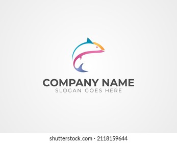 colorful modern fish vector logo
