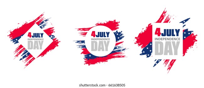 Colorful modern frame for independence day USA 4th july. Set. Dynamic design elements for a flyer, sale, brochures, presentations, party etc. Vector illustration.