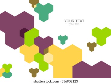 Colorful modern geometric abstract background template with designed ornament shapes. Vector pattern abstraction beautiful illustration with place for your text. Poster, business card, book, banner.