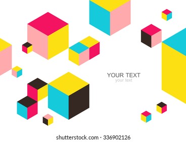 Colorful modern geometric abstract background template with designed ornament shapes. Vector pattern abstraction beautiful illustration with place for your text. Poster, business card, book, banner.