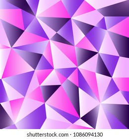 Colorful modern geometric abstract pattern. Trendy bright purple violet colors. Beautiful pink blue design background in low poly style.