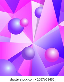 Colorful modern geometric abstract pattern or mosaic in trendy bright purple violet colors. Beautiful pink blue design background in low poly style. Modern triangle graphic art