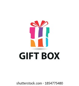 Colorful modern Gift box with initial H letter logo concept. Gift package store/shop logo template