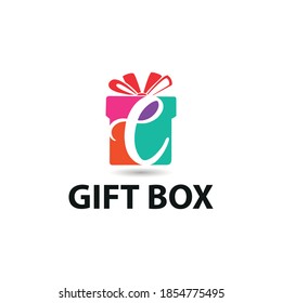 Colorful modern Gift box with initial C letter logo concept. Gift package store/shop logo template