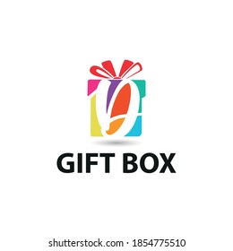 Colorful modern Gift box with initial D letter logo concept. Gift package store/shop logo template