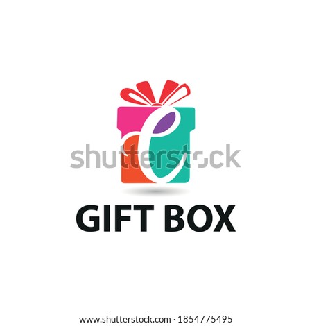 Colorful modern Gift box with initial C letter logo concept. Gift package store/shop logo template