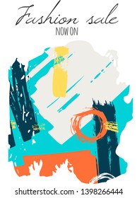Colorful  modern hand drawn  vector card. Sale banner template design.
