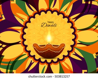 Colorful modern Happy Diwali vector greeting card design.