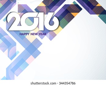 Colorful modern happy new year 2016 greeting card design.