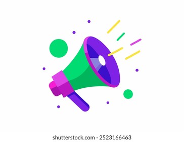 A colorful and modern illustration of a megaphone, symbolizing an announcement or message. Perfect for marketing, social media, or any project needing a vibrant visual element.