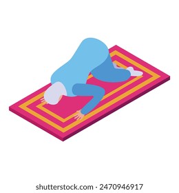 Colorful and modern isometric yoga practice illustration with vector graphic design for exercise. Wellness. Health. And fitness on a mat. Promoting relaxation. Mindfulness