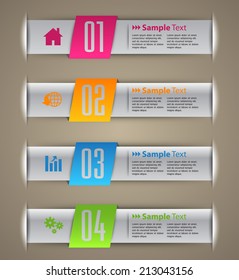 colorful modern label template for website and graphic, numbers, text box.