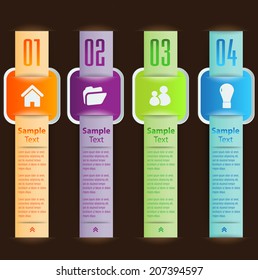 colorful modern label text box for website graphic and business, numbers, icon. 
