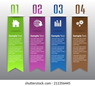 colorful modern label text box template for website graphic and business, numbers, icon. 