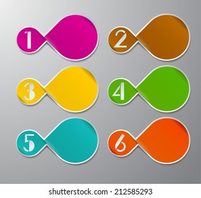 colorful modern label text box template for website and graphic, numbers, icon. 