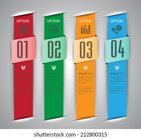 colorful modern label text box template for website and graphic, numbers, icon. 