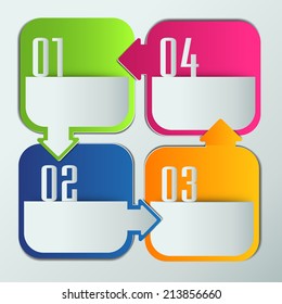 colorful modern label text box template for website and graphic, numbers, icon. 