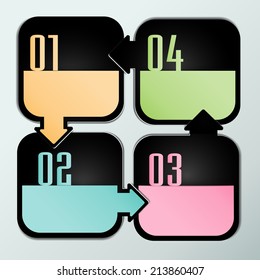 colorful modern label text box template for website and graphic, numbers, icon. 