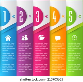 colorful modern label text box template for website and graphic, numbers, icon. 