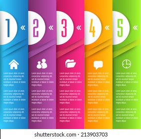 colorful modern label text box template for website and graphic, numbers, icon. 