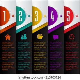 colorful modern label text box template for website and graphic, numbers, icon. 